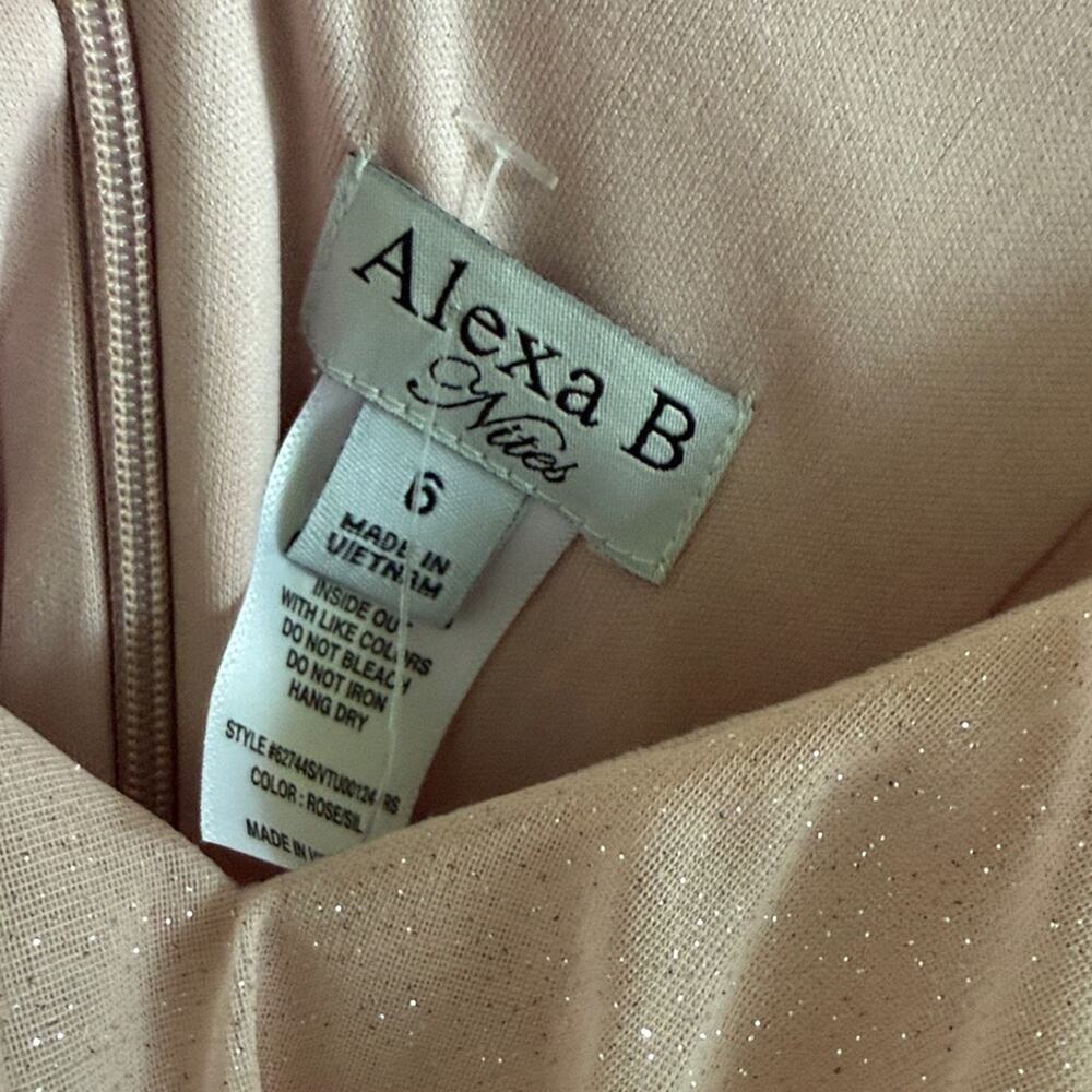 NWT Alexa B Nites Elegant Pink Off-Shoulder Dress Delicate Glitter Lined 6 - Picture 4 of 7